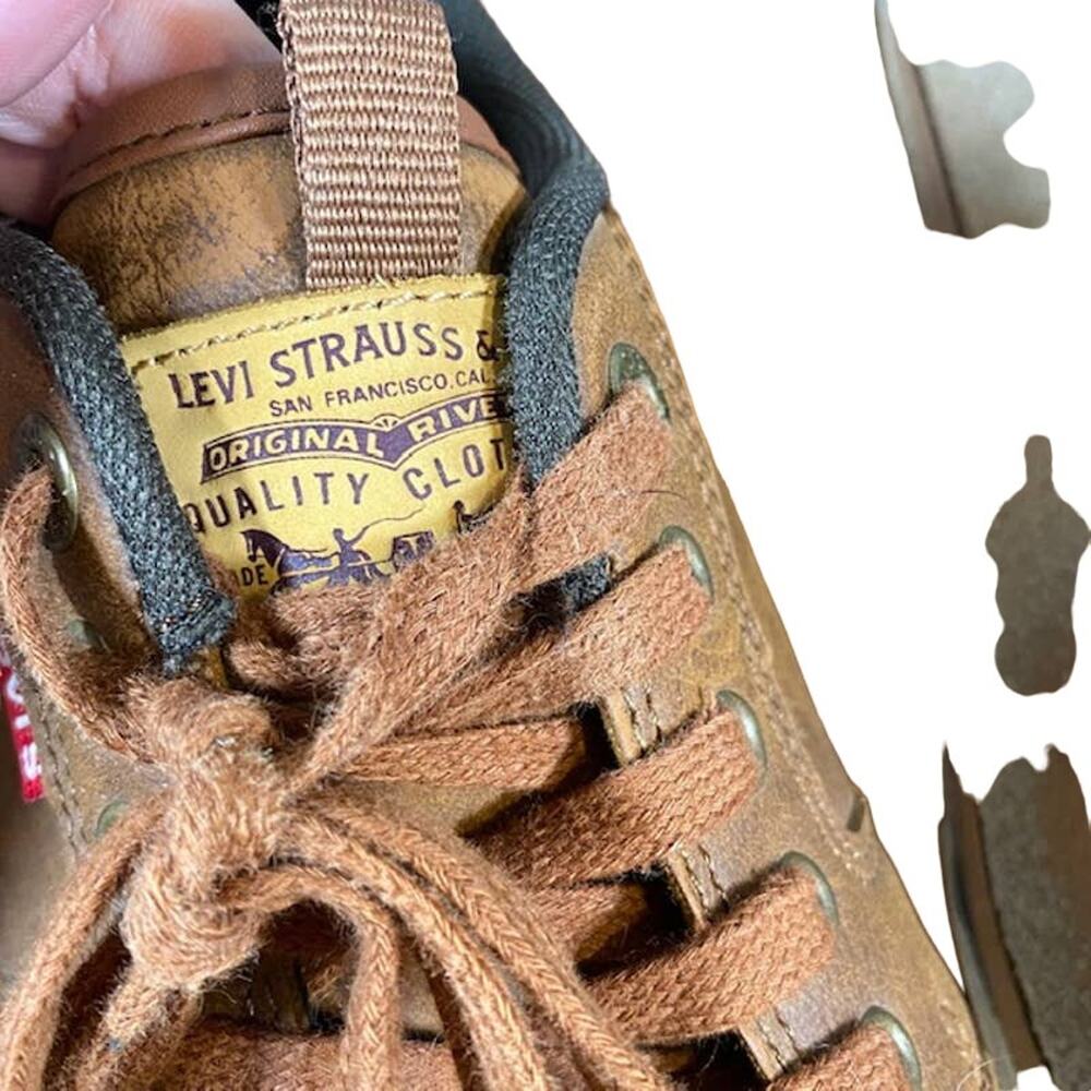 Levi’s Alpine Tumble Men’s Brown Faux Leather Stacked Lace Up Sneakers Sz 9.5 - Picture 8 of 11